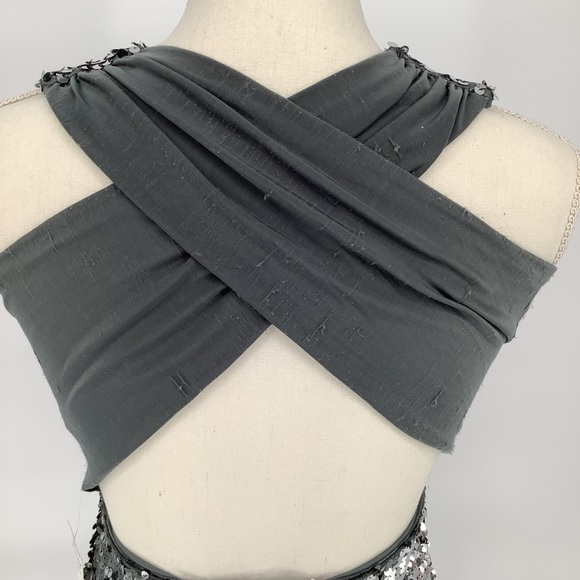 Silver Sequin Sleeveless Mini Dress - Picture 5 of 10